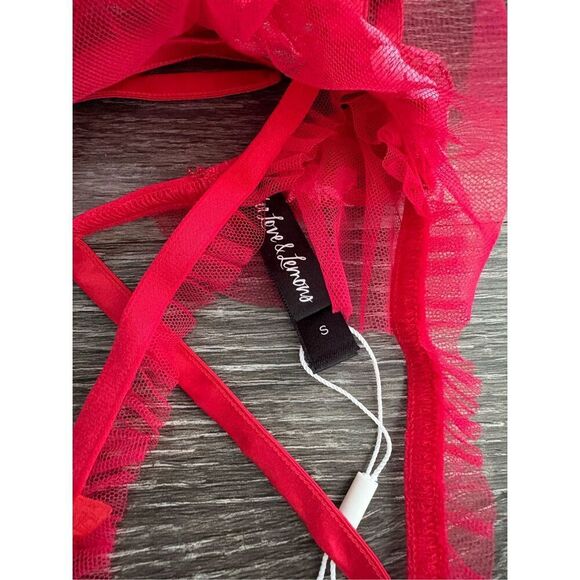 NWT For Love & Lemons Evie Lace Red Garter Belt Size Small - Picture 4 of 5